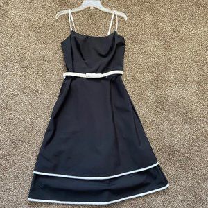 WHBM 50's style dress in Black with white trim, straps and belt  Size 6